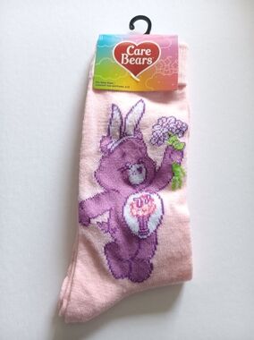 Care Bears Pink Bunny Graphic Socks Kawaii Cartoon Crew Socks 6–12 NWT